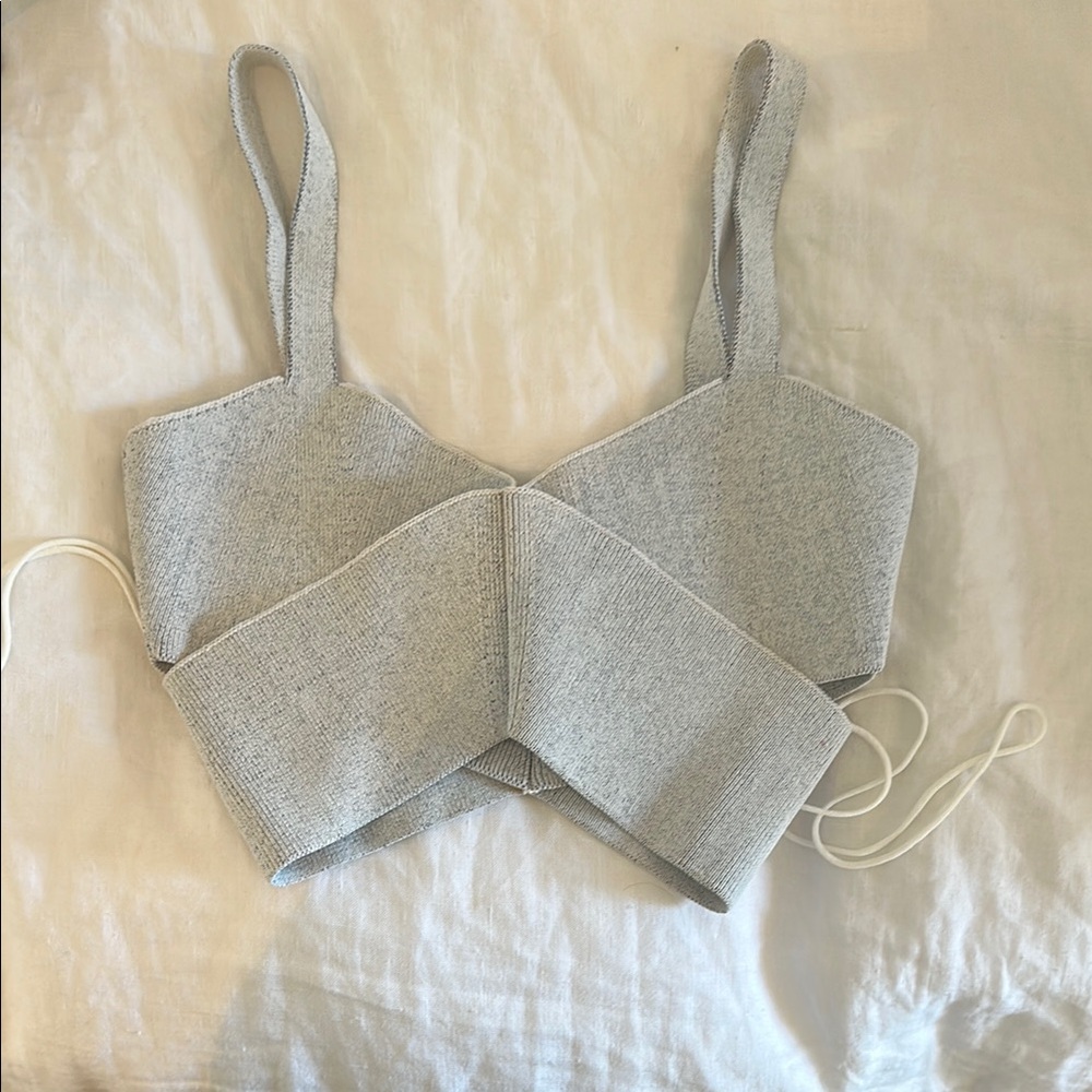 Dion Lee Cream and Gray Knit Top Bralette